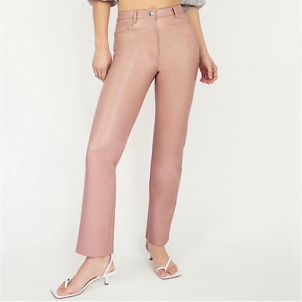 Aritzia link pink leather pants